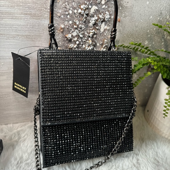 bagdley mischka black rhinestone crossbody bag BADGLEY MISCHKA Rhinestone Evenin - Picture 9 of 9